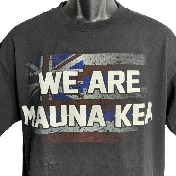 We Are Mauna Kea Hawaiian T Shirt M Black Crewneck Short Sleeve Double Sided - Picture 2 of 7